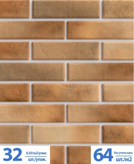 Клинкерная иранская фасадная облицовочная плитка BestPoint Brick, «Retro Brick Masala»   